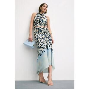 A.L.C. Grace Skirt – Navy & Light Blue Printed Midi Skirt Sz 4